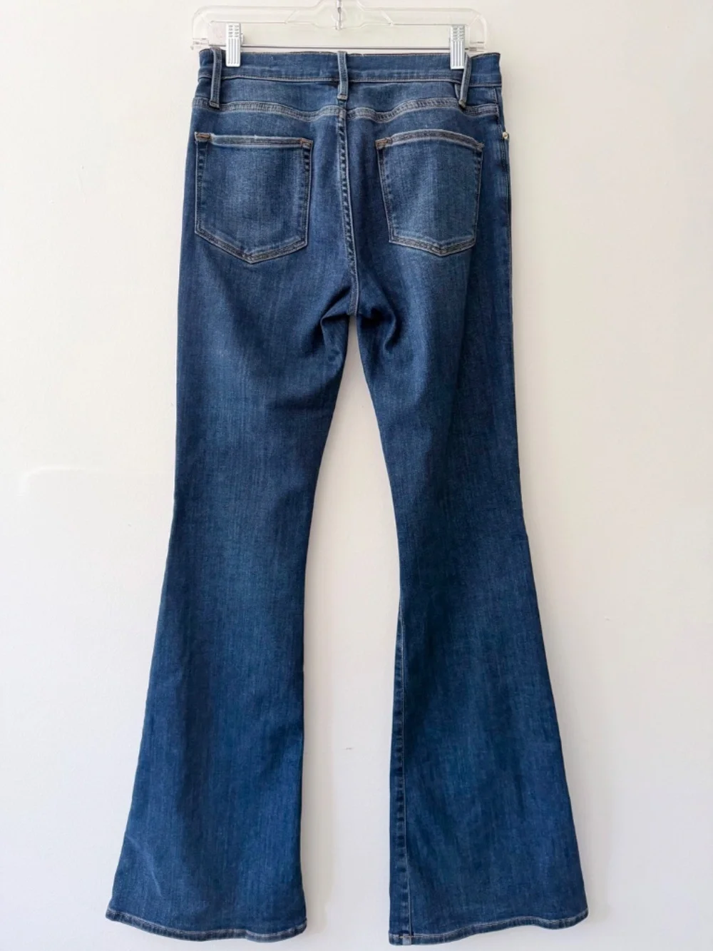 Frame 'Le High Flare' Dark Denim Stretch 5 Pocket Zip Size 27